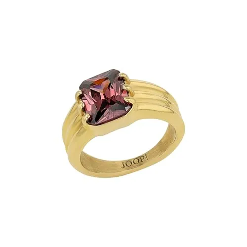 JOOP! Ring für Damen, Edelstahl, 11 mm, mit Zirkonia, gold, Geschenkidee, kommt in Schmuck Geschenk Box