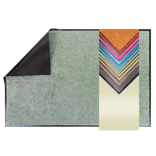 Primaflor Schmutzfangmatte CLEAN – Mint-Grün, 40x60 cm | Saugstarke, Schwer entflammbare Fußmatte | Rutschfester Türvorleger für Innen | Türmatte für Eingangsbereich | Sauberlaufmatte mit Gummirand