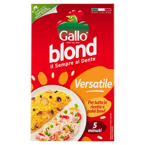 Gallo Riso Blond Versatile,100% Italienischer Reis,Kochzeit 5 Minuten,1Kg