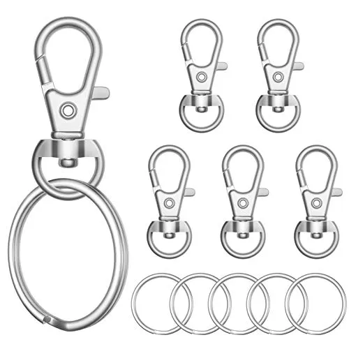 Sprookber 100 Stücke Karabiner Schlüsselanhänger mit Drehgelenk Karabiner Klein Schlüsselring für Lanyard DIY Handwerk（Schlüsselanhänger 50 Stücke + Schlüsselring 50 Stücke）