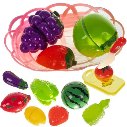 Obst- und Gemüseschneide-Set mit Korb – 23-teiliges Spielzeug aus Kunststoff