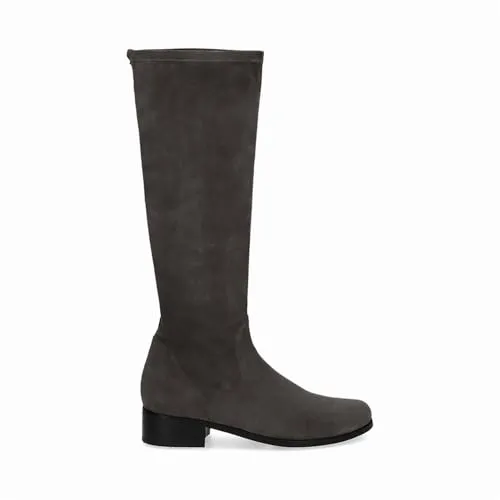 Peter Kaiser Damen Stiefel grau - Elegante Damen Schlupf-Langschaftstiefel aus hochwertigem Rauhleder in Dunkelgrau, mit flexiblem Stretchschaft für optimalen Tragekomfort und einem 3,7 cm Blockabsatz, ideal für stilvolle Wanderungen.