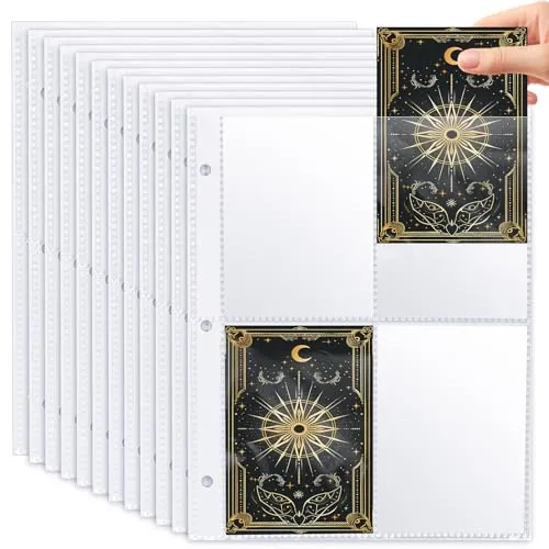 Produktbild Pockets Sammelkarten Hüllen, 60 Stück Leere Sammelmappe Folien Doppelseitiger A5, Transparent Karten Sleeves Photocard Sleeves für 3 Löcher Ringbüchern, Sammelkartenzubehör für Spielkarten 480