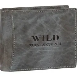 Wild Things Only !!! echt Leder Portemonnaie Geldbörse Herren Querformat Grau-Blau (5453) - Schwarz