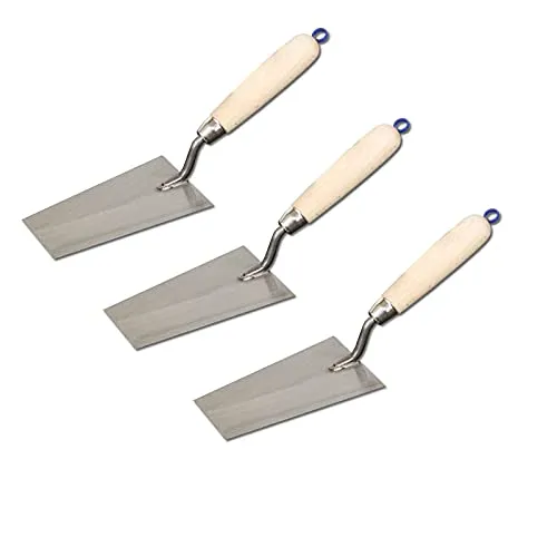 3er Set DEWEPRO® Putzkelle Berner Form 145x80x55mm - kleine Maurerkelle mit Stahlblatt und Holzgriff - Stuckateurkelle für präzise Handwerksarbeiten