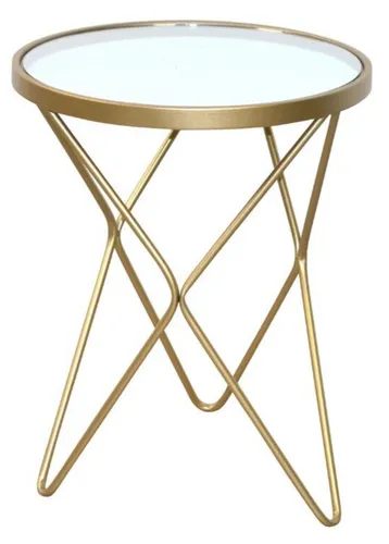 Beistelltisch Ø40 cm, goldfarben mit Spiegelglasplatte