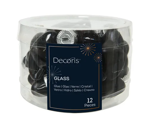 Kaemingk Christbaumschmuck, Christbaumschmuck Sterne 4cm Glas 12 Stück - Schwarz