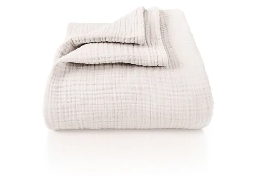 Laynenburg Tagesdecke aus 100% Baumwolle – Kuschelige Musselin-Decke in Creme - Tagesdecken aus 100% Baumwolle, ideal als Sommerdecke oder Überwurf für Bett und Sofa, sorgt für ein gemütliches Ambiente.