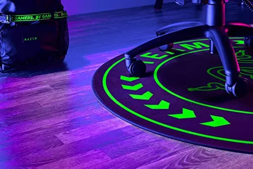 RAZER Bodenschutzmatte Team Razer grün schwarz - Runde Anti-Rutsch-Matte, ideal für Gamer und schützt den Boden vor Abnutzung