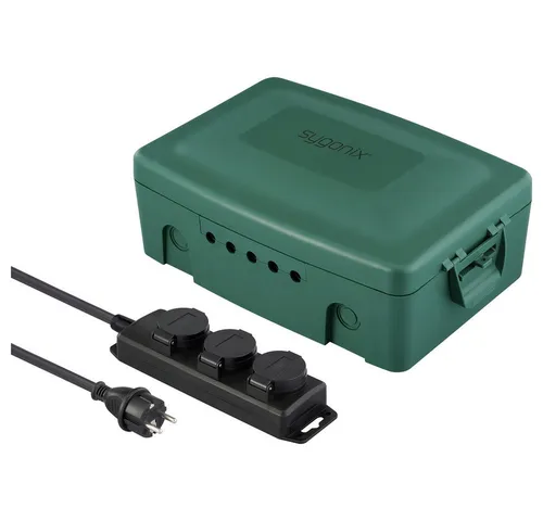 Sygonix Gartensteckdose SY-6797950 3-fach Verteilerbox - Außensteckdosen mit erhöhtem Berührungsschutz und IP54 Wasserdichtigkeit, ideal für Garten, Camping und Baustellen.