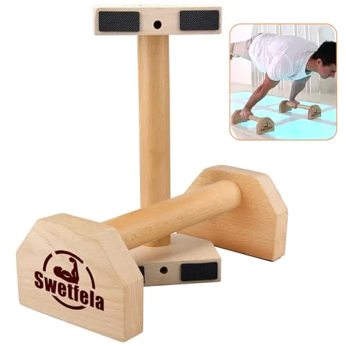 Swetfela Premium Holz Liegestützgriffe, 1 Paar Liegestützstangen Ständer, Handstand Griffe, Rutschfeste Push-up bars Joint, Liegestütze Brett Indoor & Outdoor für Fitness, Gymnastik, Aerobic