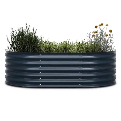 blumfeldt High Grow Extended Hochbeet - Ergonomisches 300-l-Hochbeet aus Galvalume-Stahl - Hochbeete-Kit für Garten, Kräuter und Gemüseanbau – Rückenschonend und wetterfest, ideal für Hobbygärtner mit viel Platz für Pflanzen.