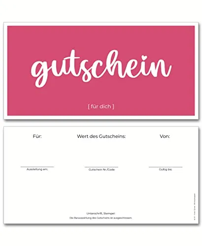 Frank Paperman® | 60x Gutschein für Kunden | Magenta | Geschenkgutscheine zum selbst Ausfüllen als Gutschein Vorlage | Gutschein Vordruck im Format DIN lang