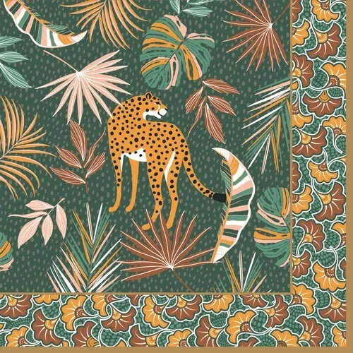 Servietten Namibia - Leopard im bunten Dschungel 33x33cm 20