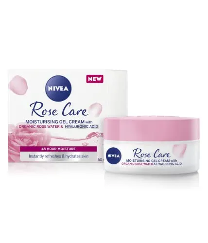 NIVEA Soft Rose 24h Tagescreme (50ml), Gesichtspflege mit Rosenwasser und Hyaluron, leichte Gel-Gesichtscreme für glatte zarte Haut, Feuchtigkeitscreme