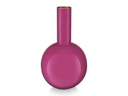 PIP STUDIO Vase Metal Small Bright Pink 15x26cm - Vase aus hochwertigem Metall in leuchtendem Bright Pink, ideal für kleinere Blumensträuße oder als dekorativer Akzent. Größe: 15 x 26 cm, perfekt für Tische und Regale.