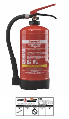 Protex Fettbrandfeuerlöscher FBDP3 - Zuverlässiger Schaum Löschmittel - Feuerlöscher für Fettbrände, sicher und effektiv mit Schaum-Löschmittel für Küchen und Gastronomie.