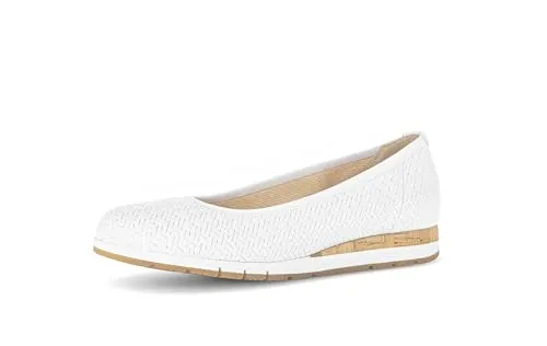Gabor Ballerinas Leder Ballerina weiß 36 EU - Hausschuhe aus Leder, bequem und stilvoll mit 3 cm Blockabsatz, ideal für den Alltag.