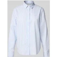 GANT Damen REG POPLIN Stripe Shirt Bluse, Light Blue, 42 - Bluse aus hochwertiger Baumwollpopeline mit eleganten Streifen, spitzem Kragen und abgerundetem Saum - ideal für einen stilvollen Look im Alltag.
