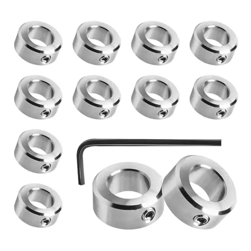 Tkxjry 12 Tiefenanschlagringe, 8mm Stahl Stellringe, Gewindesicherungsring, HSS-Locator mit Inbusschlüssel, Tiefenbegrenzer Stellring, für Bohrer Holzbearbeitung, 8mm 12 Stück