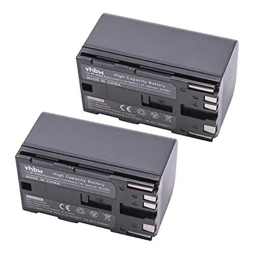 vhbw 2X Akku Ersatz für Canon BP-975, BP-955, BP-925, BP-950G für Videokamera Camcorder (3600 mAh, 7,4 V, Li-Ion)