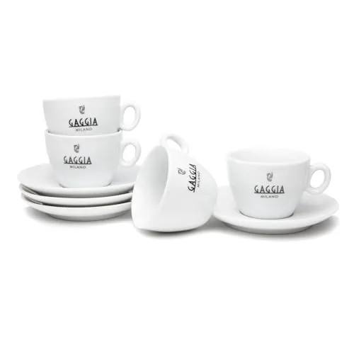 Gaggia Milano Cappuccinotassen Set 4 Stück - Elegantes Cappuccinotassen Set mit 4 stilvollen Tassen, ideal für Kaffeeliebhaber. Perfekt für den Genuss von Cappuccino und Latte Macchiato.