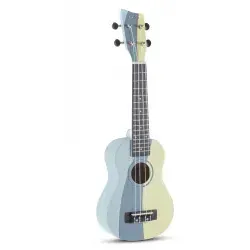 GEWA Sopran Ukulele Manoa W-SO-BL - Tropical Waves mit Gig Bag - Ukulele in Surf-Motiv mit Sapelli-Korpus, Richlite-Griffbrett und inkl. Gig-Bag – ideal für kreative Musiker und Strandliebhaber.