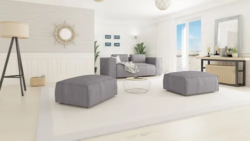 S-Style Möbel Polsterhocker Renne aus Cord - Polsterhocker aus hochwertigem Cord-Stoff, mit Wellenfederung für optimalen Sitzkomfort und perfekte Unterstützung für die Beine. Ideal als Ergänzung zum Sofa.