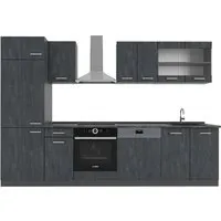 Vicco Küchenzeile R-Line, Schwarz Beton/Anthrazit, 300 cm - Küchenzeile mit großzügigem Stauraum, modular erweiterbar und höhenverstellbar für optimale Anpassung. Ideal für individuelle Küchendesigns!