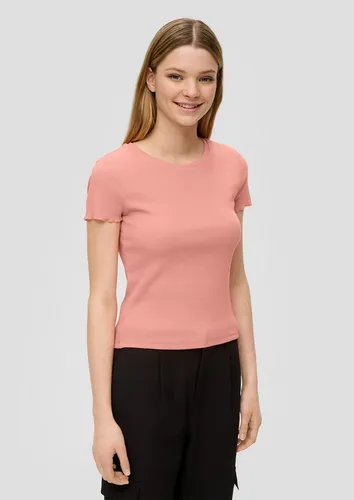 QS Kurzarmshirt T-Shirt Cropped Top mit Rippstruktur