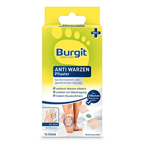 Burgit Footcare Anti Warzen Pflaster, Lindert Schmerzen, 14 Stück (1er Pack)