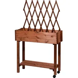 dobar® 58187e rollbares Hochbeet mit Rankgitter - Hochbeet-Kit mit integriertem Rankgitter, aus wetterfestem Fichtenholz, mobil dank Rollen und ideal für Garten, Terrasse oder Balkon.