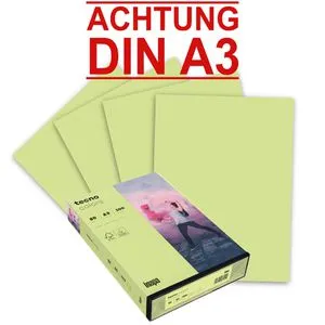 inapa tecno Kopierpapier Colors A3 80g leu.grün - Farbiges Hochleistungspapier für Laser- und Tintenstrahldruck, perfekt für aufmerksamkeitsstarke Kommunikation wie Poster und Broschüren.