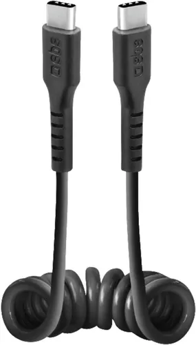 SBS USB Spiral Kabel 0,5 m USB C Kabel schwarz Ladekabel