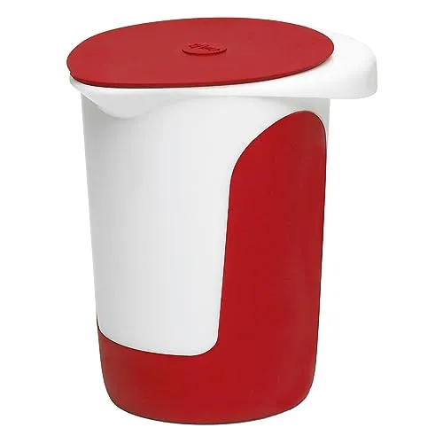 Emsa 508017 Quirltopf mit Deckel, 1 Liter, Abriebfeste Skala, Weiß/Rot, Mix & Bake