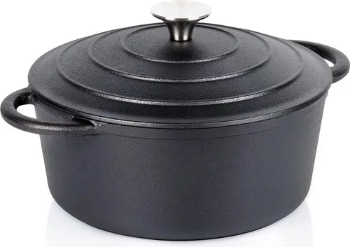 Gusseisentopf mit Deckel, Kessel, Bräter, Rundbräter, 22 cm, 2,6 l