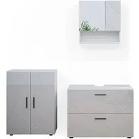 Vicco Badmöbelset Irma in Weiß Hochglanz - Elegantes Badmöbelset bestehend aus Spiegelschrank, Badschrank und Hochschrank, pflegeleicht durch hochwertige Melaminharzbeschichtung.