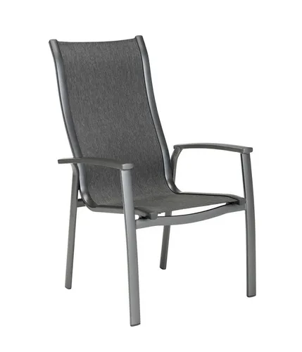 Dehner Stapelstuhl Chicago Dark, Hochlehner, 109 x 65 x 67 cm, dunkelgrau - Eleganter Gartenstuhl aus pulverbeschichtetem Aluminium mit hervorragendem Sitzkomfort. Ideal für entspannte Stunden im Freien und leicht stapelbar für platzsparende Aufbewahrung.