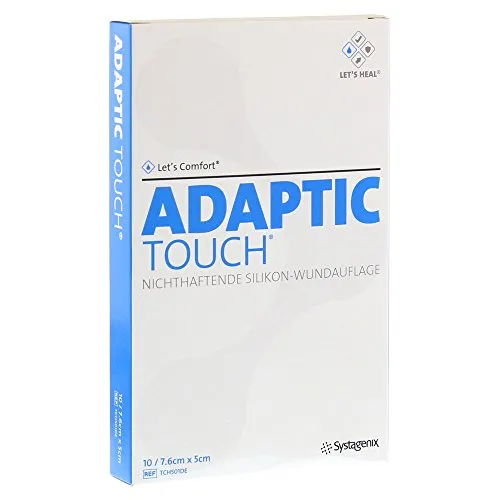 ADAPTIC Touch Wundauflage 5x7,6 cm - 10 Stück - Erste-Hilfe-Heftpflaster & Verbandsmaterial, nichthaftende Silikon-Wundauflage für schmerzarme Wundheilung und optimalen Schutz.
