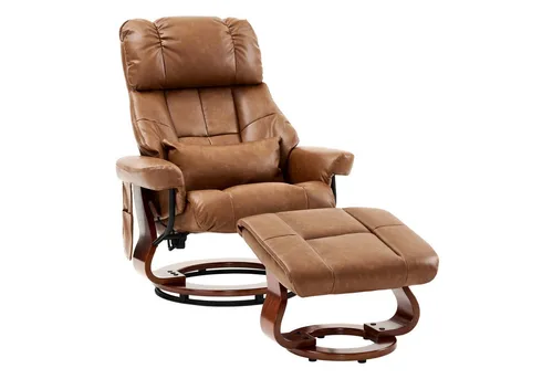 Produktbild MCombo Relaxsessel mit Hocker 9066-1, Braun-Kunstleder