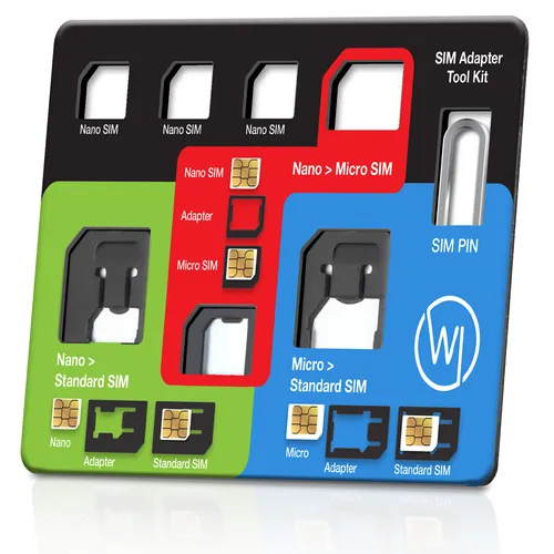 Standard / Nano Sim auf Micro Sim Adapter & Eject PIN Tool Handy Organizer 8in1