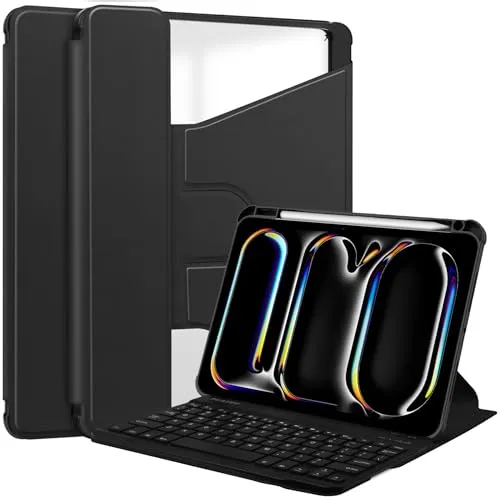 Lobwerk 3in1 Bluetooth Tastatur (Weiß) + Maus (Schwarz) + Cover für Apple iPad Pro 11 2024 M4 5. Generation 11 Zoll Case Schutz Hülle Tasche Keyboard