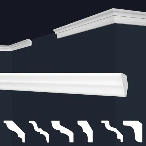 MARBET DESIGN Stuckleisten XPS Styropor weiß - Deckenleisten Zierleisten Eckleisten Dekorbau E-Leisten - (Musterstück E-2)