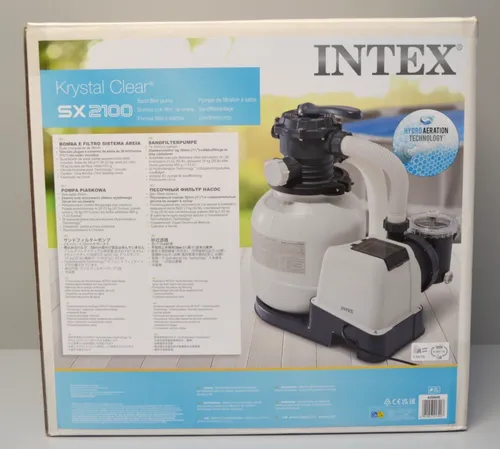 Intex Krystal Clear Sandfilteranlage SF80220-2, 6.000 l/h - Poolzubehör: Hygienische Sandfilteranlage mit 6.000 l/h Umwälzleistung, Zeitschaltuhr und salzwasserbeständig. Ideal für Pools bis 36.000 l, einfache Bedienung und niedrige Betriebskosten.
