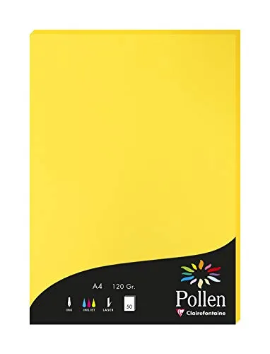Clairefontaine 4217C Packung mit 50 Karten Pollen 120g, DIN A4, 21 x 29,7cm, Sonne