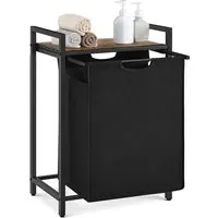 Vasagle Wäschesammler mit Ablage - Braun-Schwarz - Wäschekorb mit praktischer Ablage, ideal für Badezimmer oder Schlafzimmer, wasserabweisend und platzsparend für optimalen Stauraum.