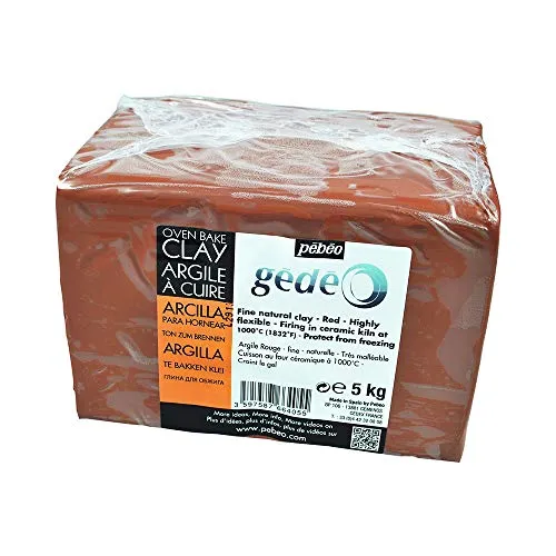 Pébéo - Gédéo Tonerde Töpferei, Modellieren des menschlichen Körpers, Skulptur Tonerde - Roter Ton zum Brennen im Töpferofen - 5 KG - Rot