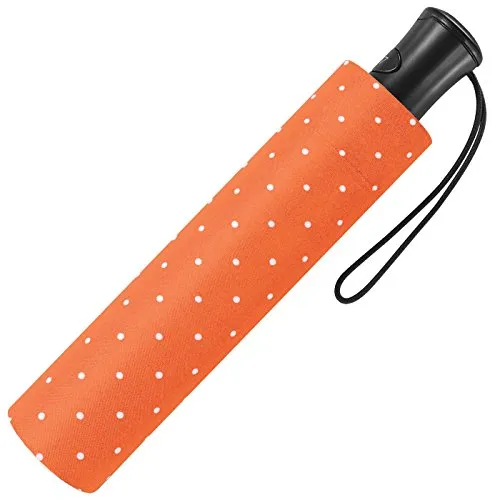 Mini-Taschenschirm Damen Flash Auf-Automatik - Dots - orange