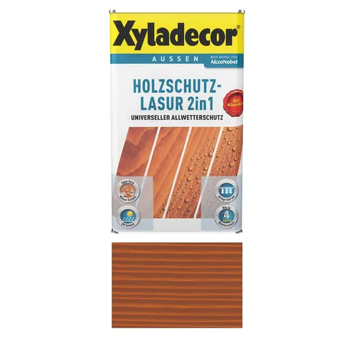 Xyladecor Holzschutzlasur Aqua-Tech Nässe-Schutz - Farben & Lacke, schützt Holz effektiv vor Nässe und bietet eine langlebige Teak-Farbe, ideal für Außenanwendungen.