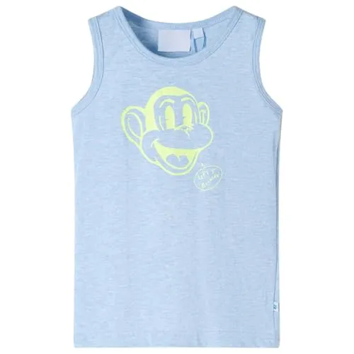 vidaXL Kids Tank Top Soft Blue Melange 128